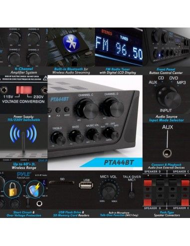 Amplificador Receiver Pyle 4 canales