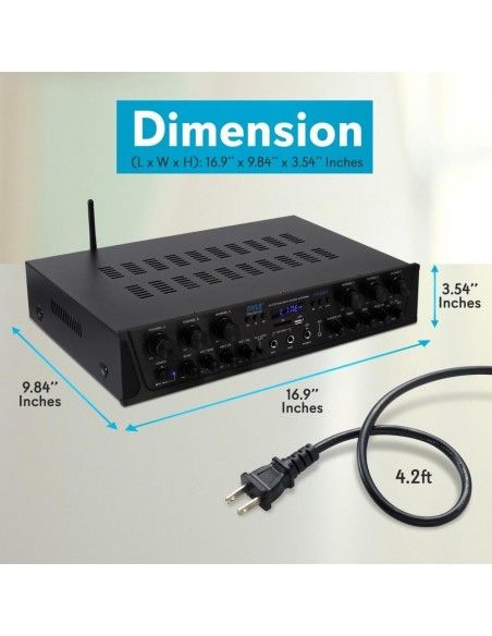 Amplificador Receiver Pyle 6 canales