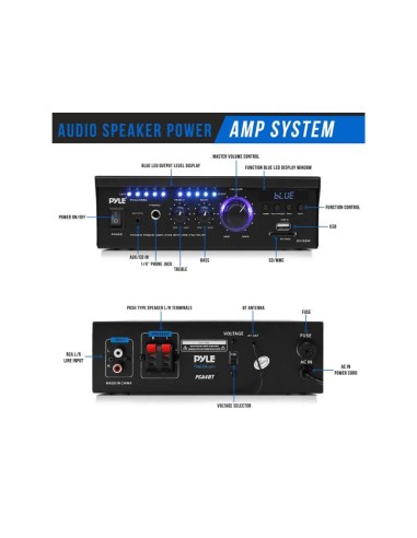 Amplificador Pyle 2 Canales 120 watts x 2