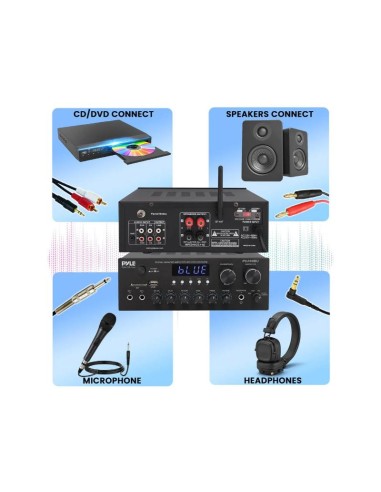 Amplificador Receiver Pyle Bluetooth Compacto