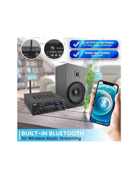 Amplificador Receiver Pyle Bluetooth Compacto