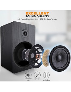 Parlantes Hi-Fi de Estante de 6 pulgadas Negro 2
