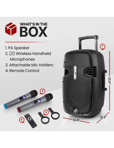 Parlante Pyle Bluetooth con Microfonos 1000 watts