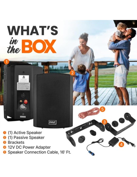 Parlantes Activo Interior Pyle Bluetooth Negros 250 watts