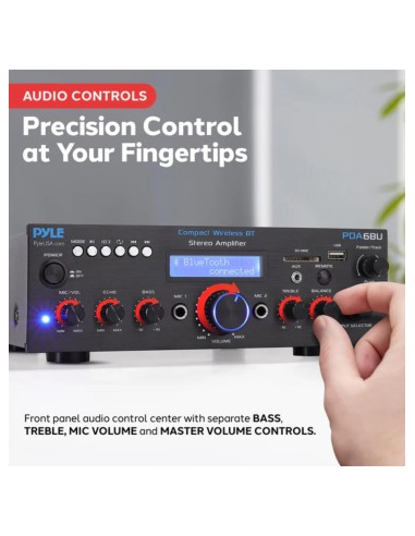 Amplificador Receiver Pyle Bluetooth Estereo