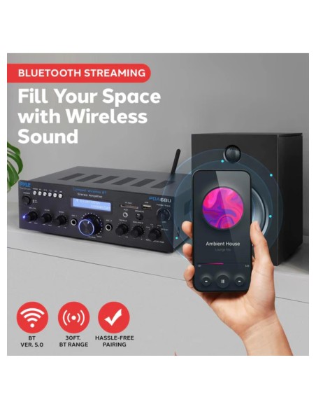 Amplificador Receiver Pyle Bluetooth Estereo
